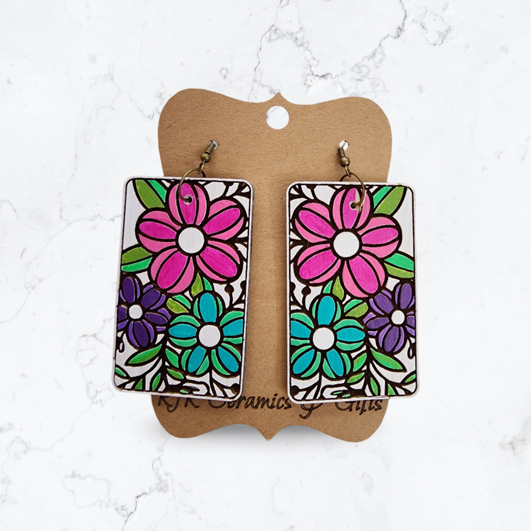 XL Multicolored Flower Earrings