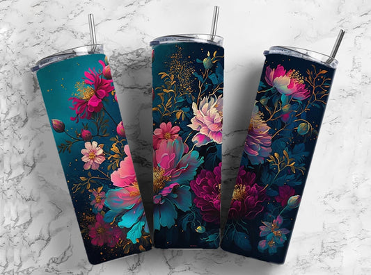 Dark Floral Tumbler