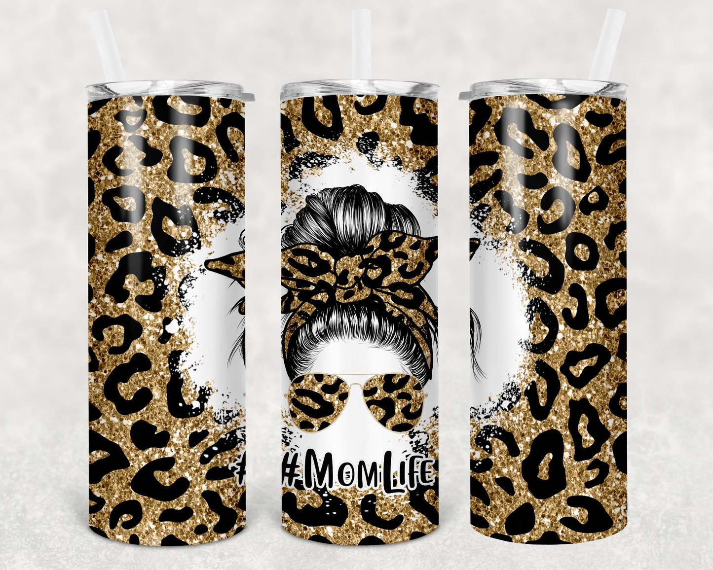 #MomLife Leopard Print Tumbler