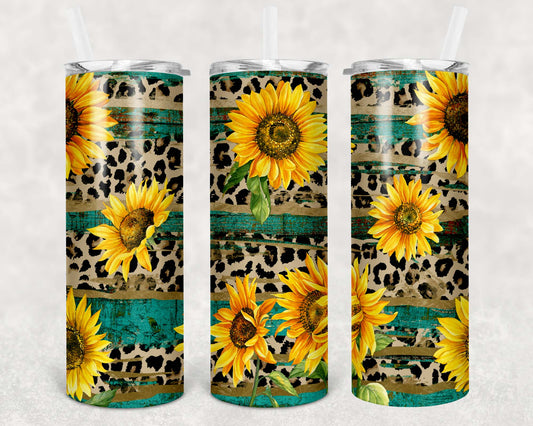 Sunflower and Leopard Print Tumbler