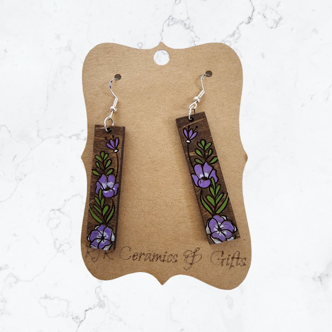 Purple Flower Rectangle Earrings