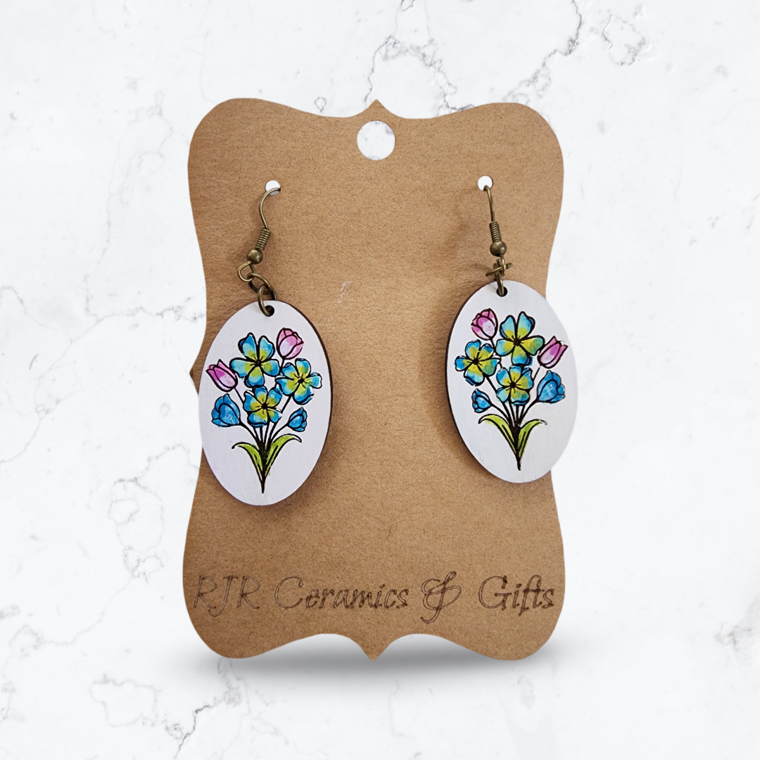 Sprig of Flowers White Earrings