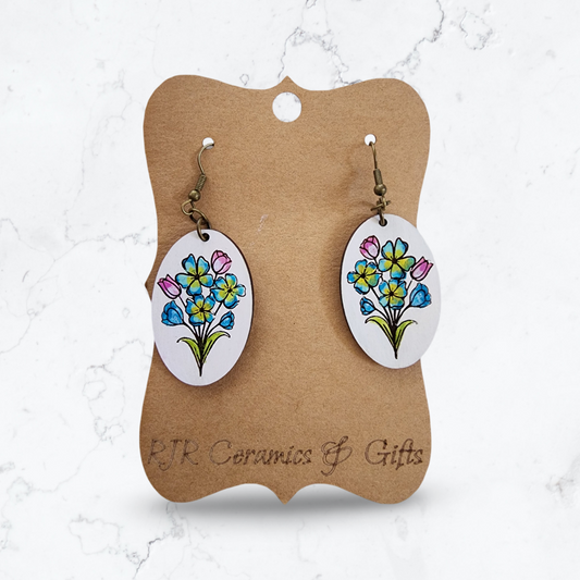 Sprig of Flowers White Earrings