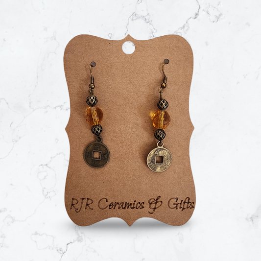 Gold and Bronze Dangle Earrings