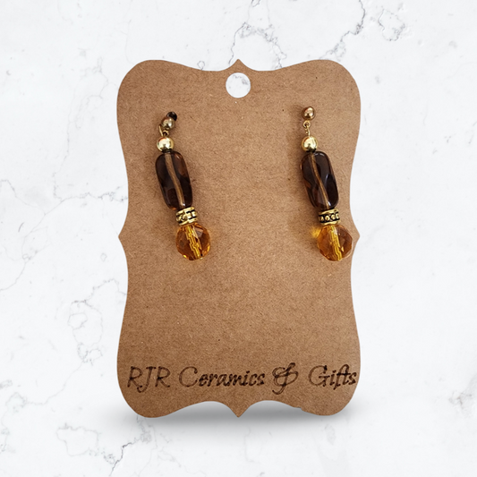 Brown and Gold Dangle Earrings v. 2