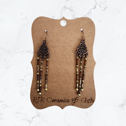 Brown and Bronze Dangle Earrings