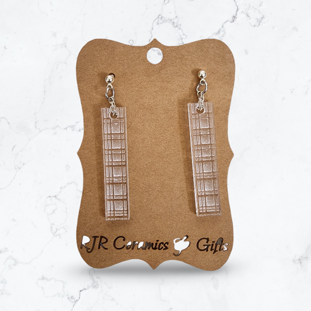 Plaid Clear Acrylic Earrings