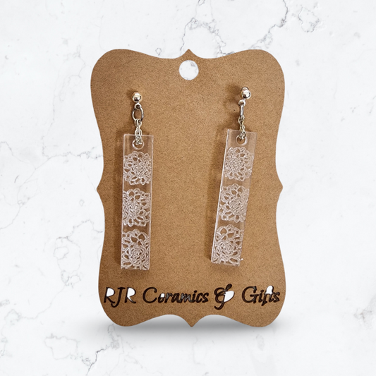 Peonies Clear Acrylic Earrings