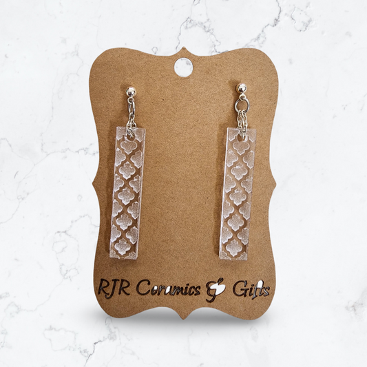 Repeated Regency Pattern Clear Acrylic Earrings