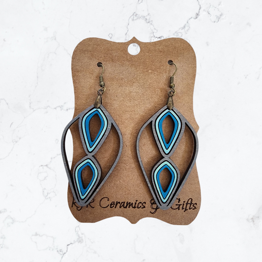 Double Cut-Out Turquoise and Grey Earrings