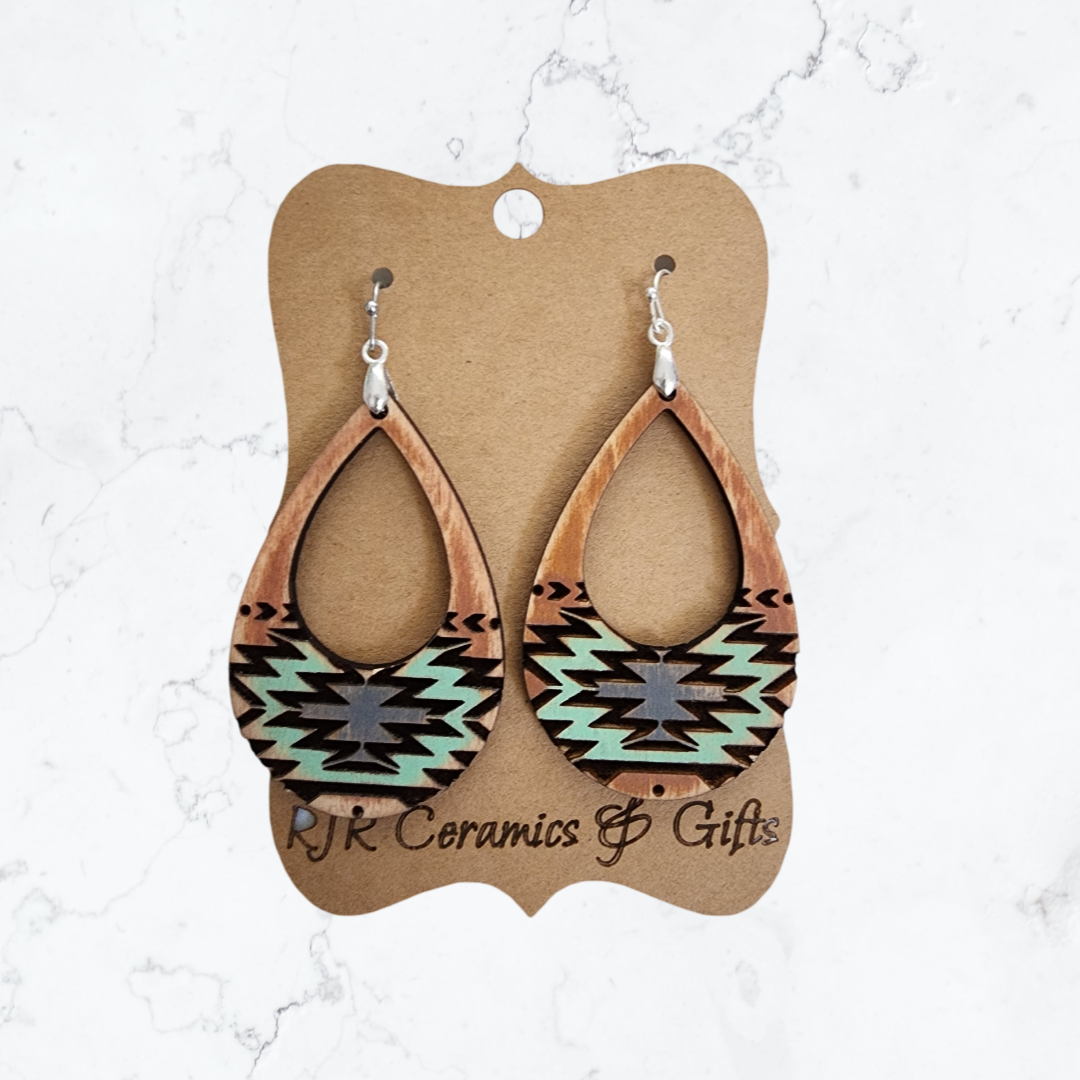 Mint and Grey SW Teardrop Cutout Earrings