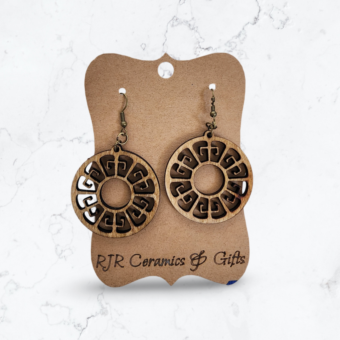 Cut Out Wheel Earrings - Golden Oak