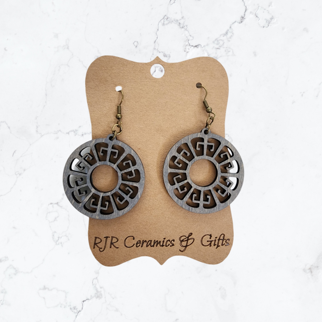 Cut Out Wheel Earrings - Grey