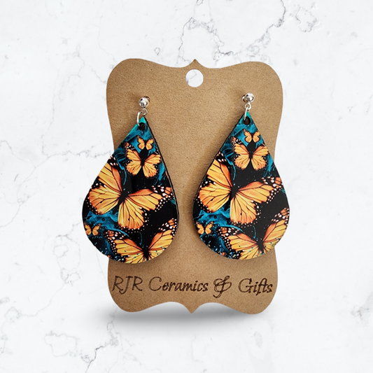 Teal and Monarch Sublimation Earrings