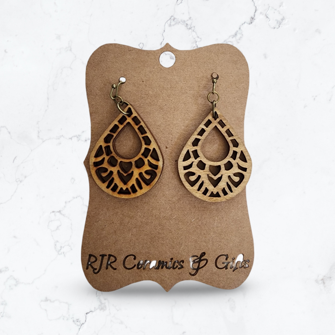 Teardrop Cutout Earrings in Golden Oak