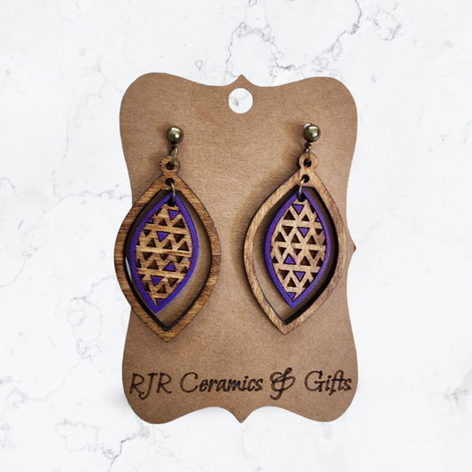 Triangle Cut-Out Earrings - Purple