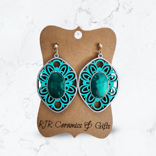 Turquoise Cut-Out Earrings w/ Large Stone