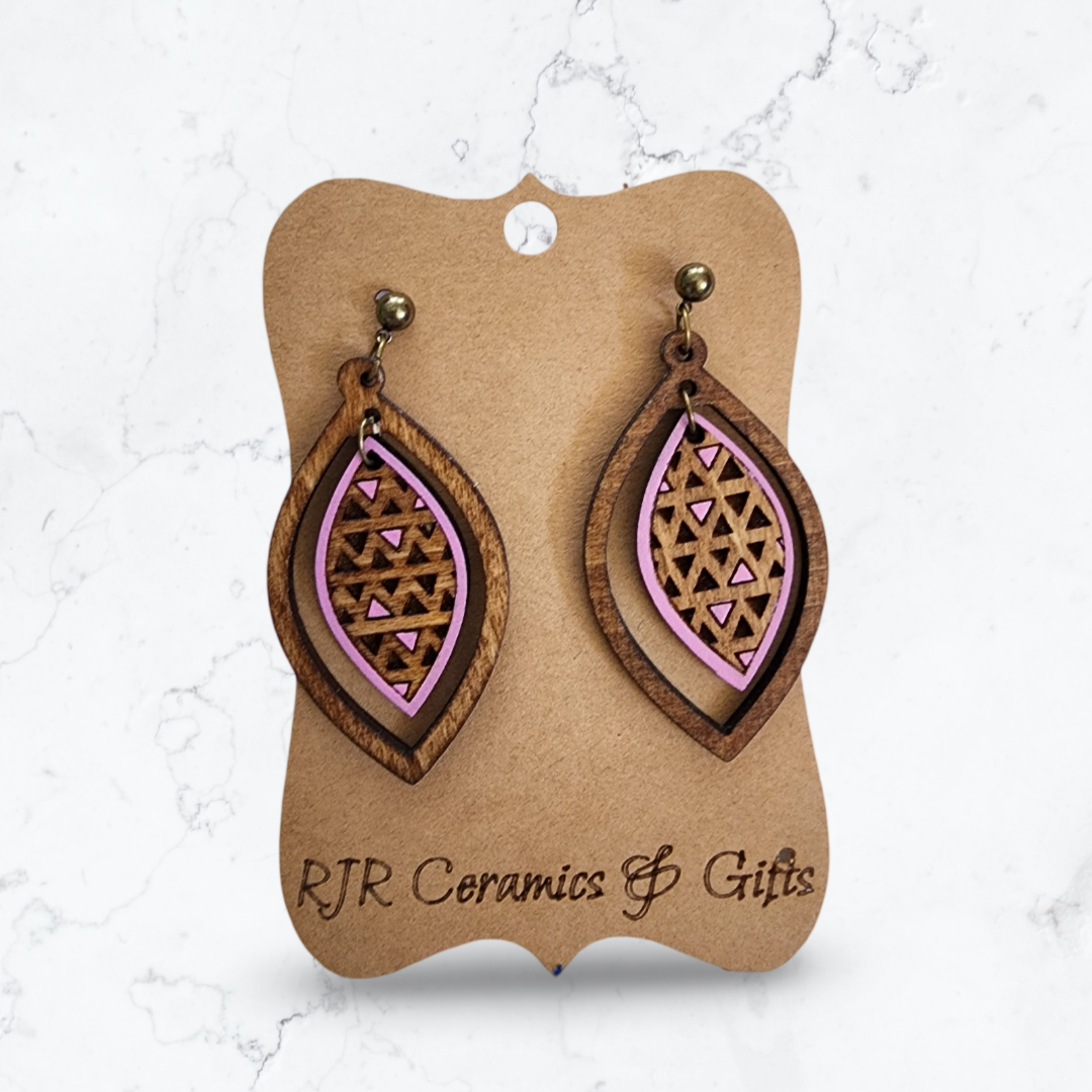 Triangle Cut-Out Earrings - Pink