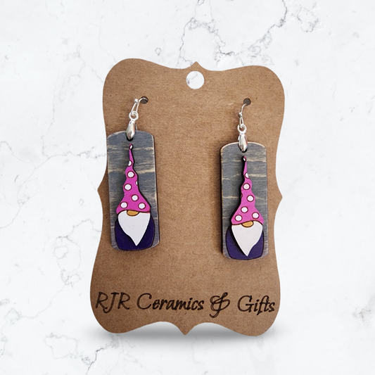 Tall Hat Gnome Earrings - Pink/Purple