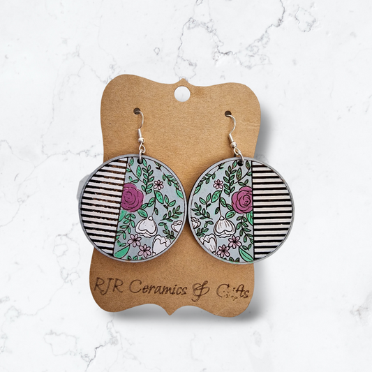 Floral and Stripe Earrings