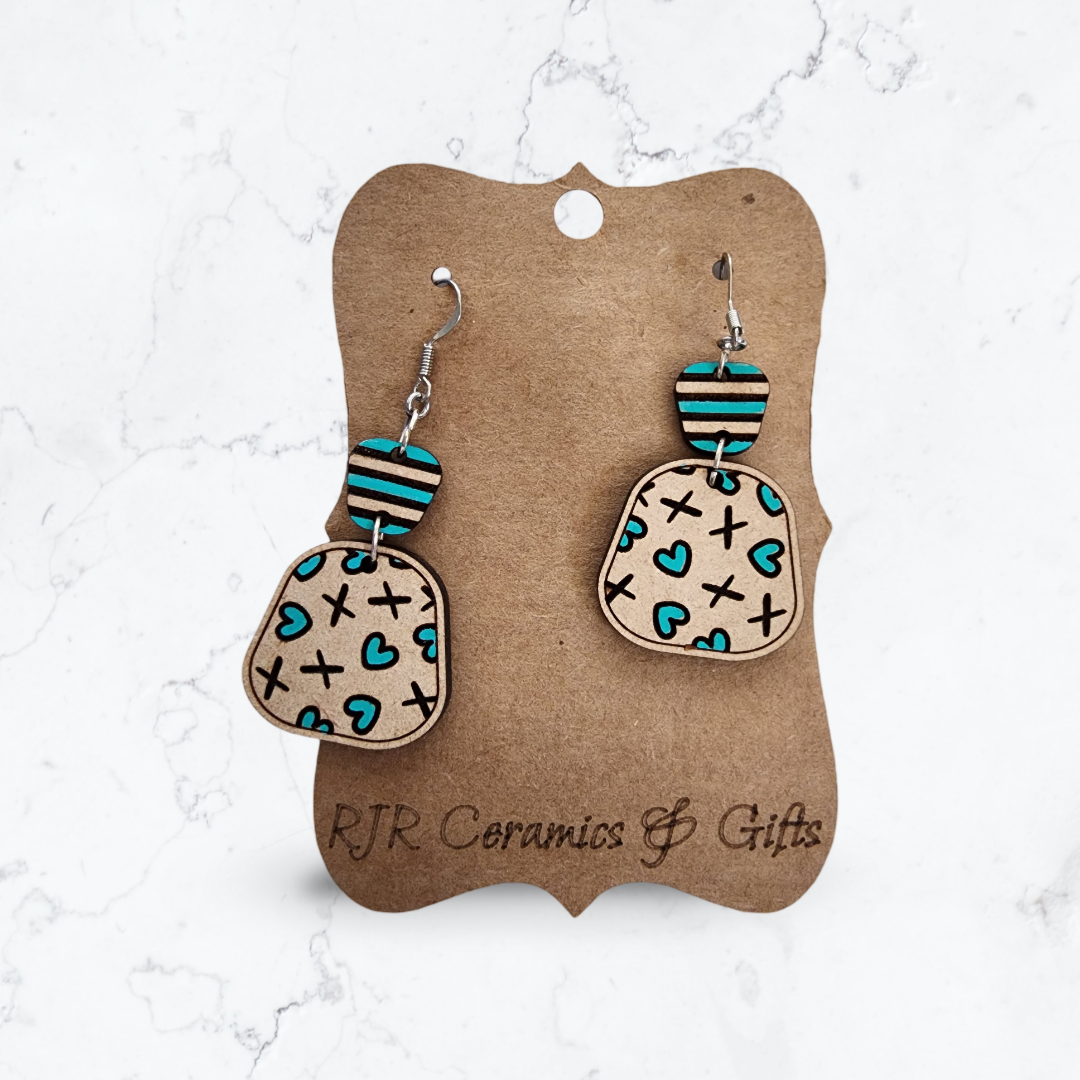 Hearts and X's Earrings - Turquoise