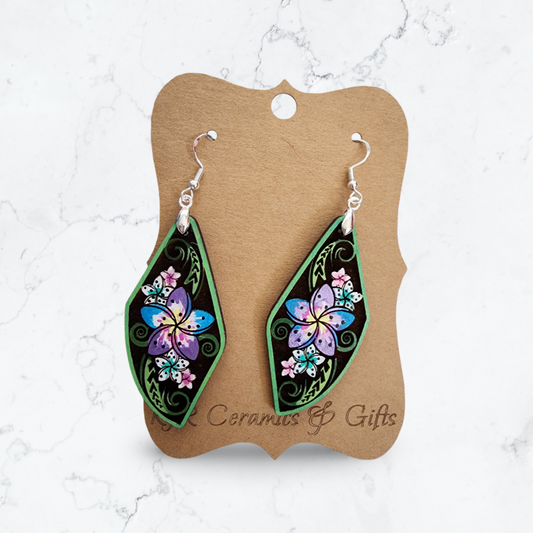 Multicolored Hibiscus Earrings