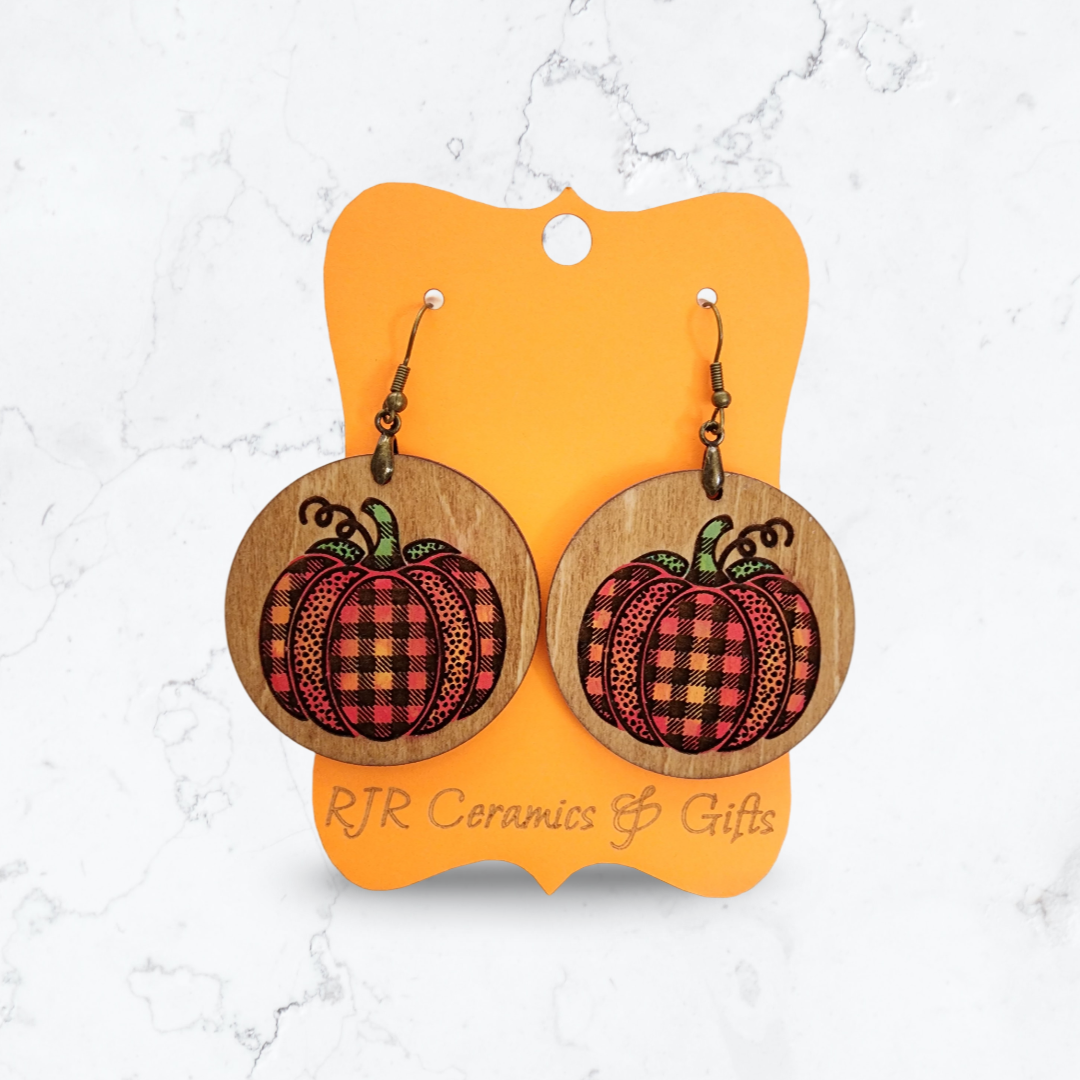 Plaid Pumpkin Earrings