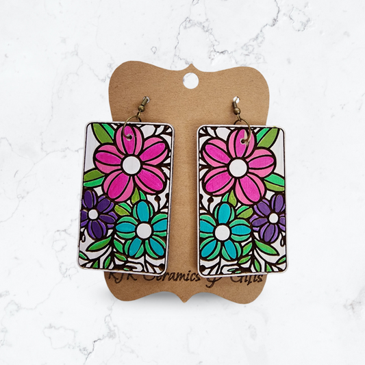 XL Multicolored Flower Earrings