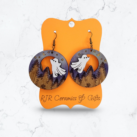 Flying Ghost Earrings - Grey/Purple