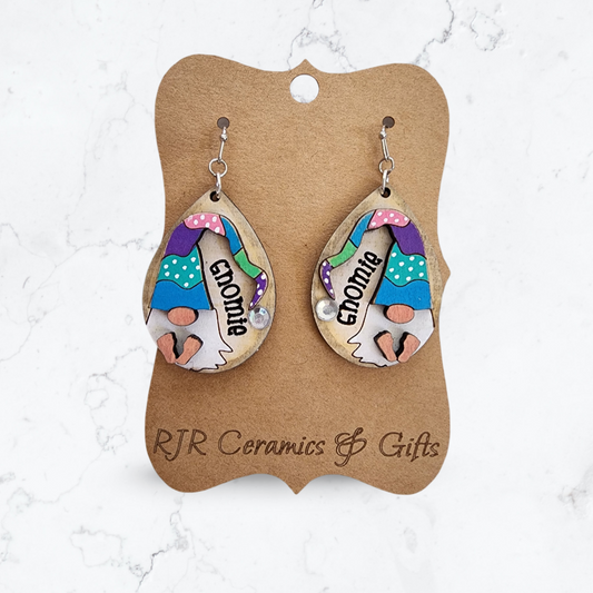 Patchwork Gnomie Earrings w/ Gem