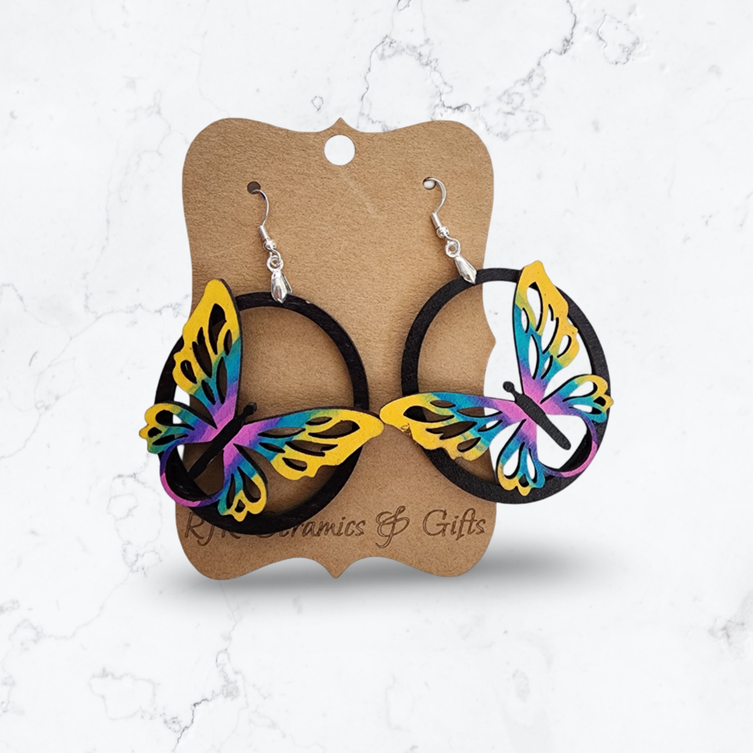 Multicolored Butterfly Ring Earrings