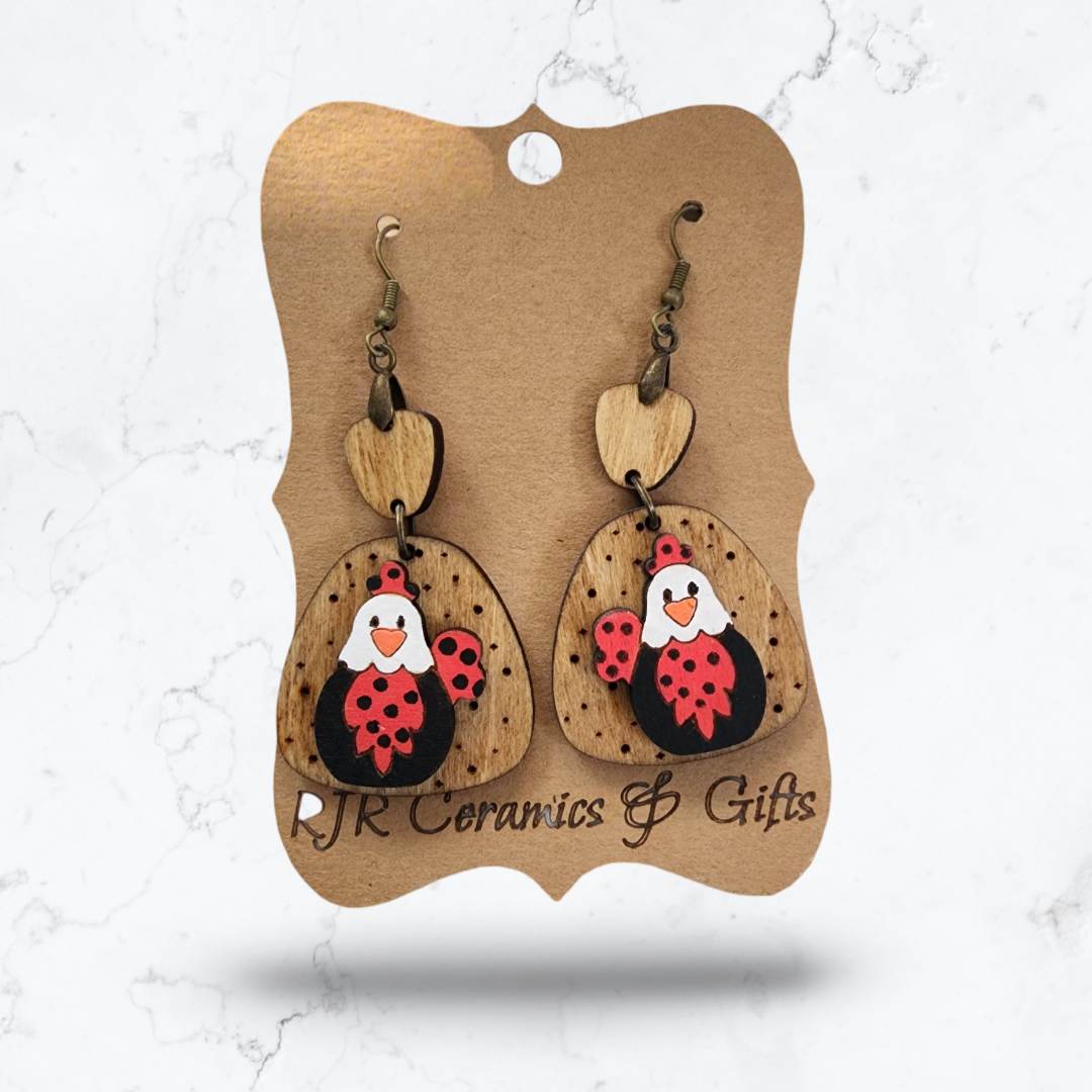 Double Dangle Chicken Earrings