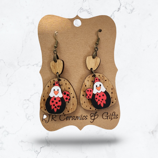 Double Dangle Chicken Earrings