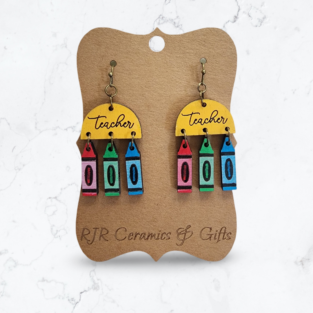 Teacher Crayon Earrings - Teacher Top