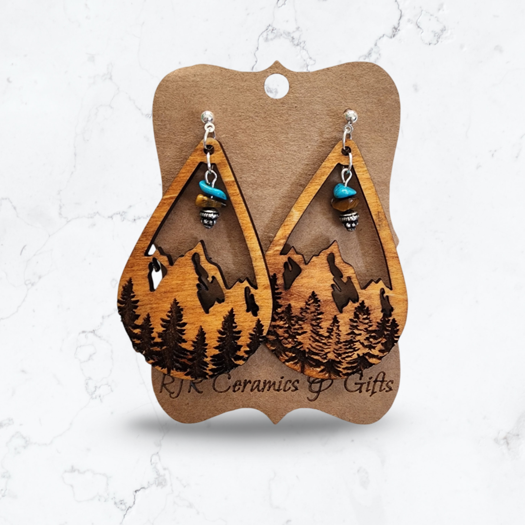 Mountain Cutout Earrings w/ Turquoise Rocks